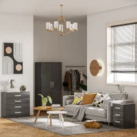 Set 2 Comodini Moderni con 3 Cassetti per Camera da Letto e Soggiorno in Truciolato, 40x36x56 cm, Grigio