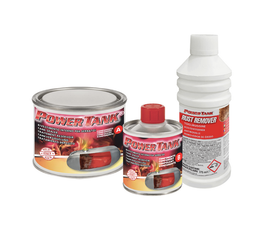 Power Tank Trattamento Serbatoio Moto 8/10 Litri Piccolo Small 350 gr per interno Serbatoi Elimina Ruggine Protegge Arrugginito Moto Ciao Antiruggine