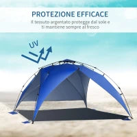 Tenda da Spiaggia Pop Up per 4-6 Persone con Protezione UV, Borsa di Trasporto, 247x247x145cm, Blu
