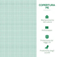 Mini Serra per Piante Impermeabile con 3 Ingressi Avvolgibili, in Acciaio e PE, 400x100x80 cm, Verde