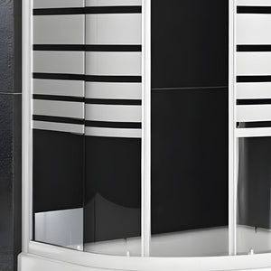 Ogomondo box doccia semicircolare bianco due ante cristallo temprato *** misure 77-79,5x77-79,5xh185 cm serigrafato, ...