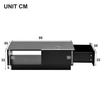 Tavolino da salotto moderno laccato lucido con luce LED, 95×55×32 cm, Nero