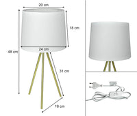 Lampada da tavolo con treppiede in metallo dorato, abat jour mod. Michelle TL22MIPM