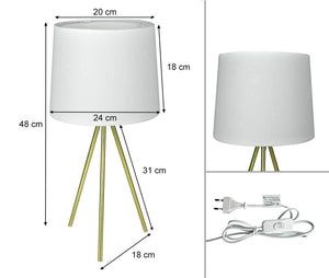 Lampada da tavolo con treppiede in metallo dorato, abat jour mod. Michelle TL22MIPM
