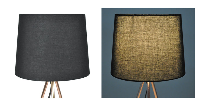 Lampada da tavolo con treppiede in metallo color oro rosa, abat jour mod. Michelle TL23MIPM