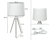 Lampada da tavolo con treppiede in metallo argentato, abat jour mod. Michelle TL24MIPM