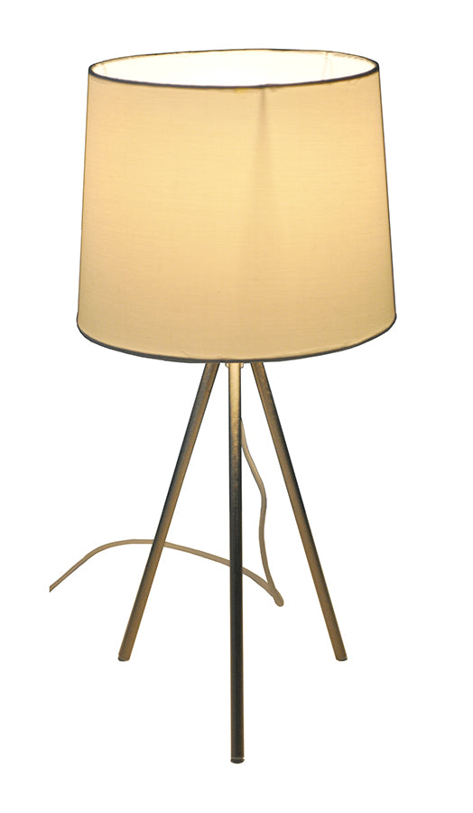 Lampada da tavolo con treppiede in metallo argentato, abat jour mod. Michelle TL24MIPM