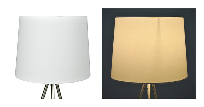 Lampada da tavolo con treppiede in metallo argentato, abat jour mod. Michelle TL24MIPM