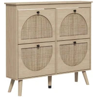 Mobile a scarpe 4 ribaltamenti 20 paia mensola regolabile stile bohémien piedi in legno massiccio 105 x 24 x 97,5 cm naturale