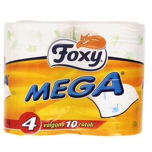 Foxy carta igienica mega 2 veli decorata 6 confezioni da 4 maxi rotoli ciascuno