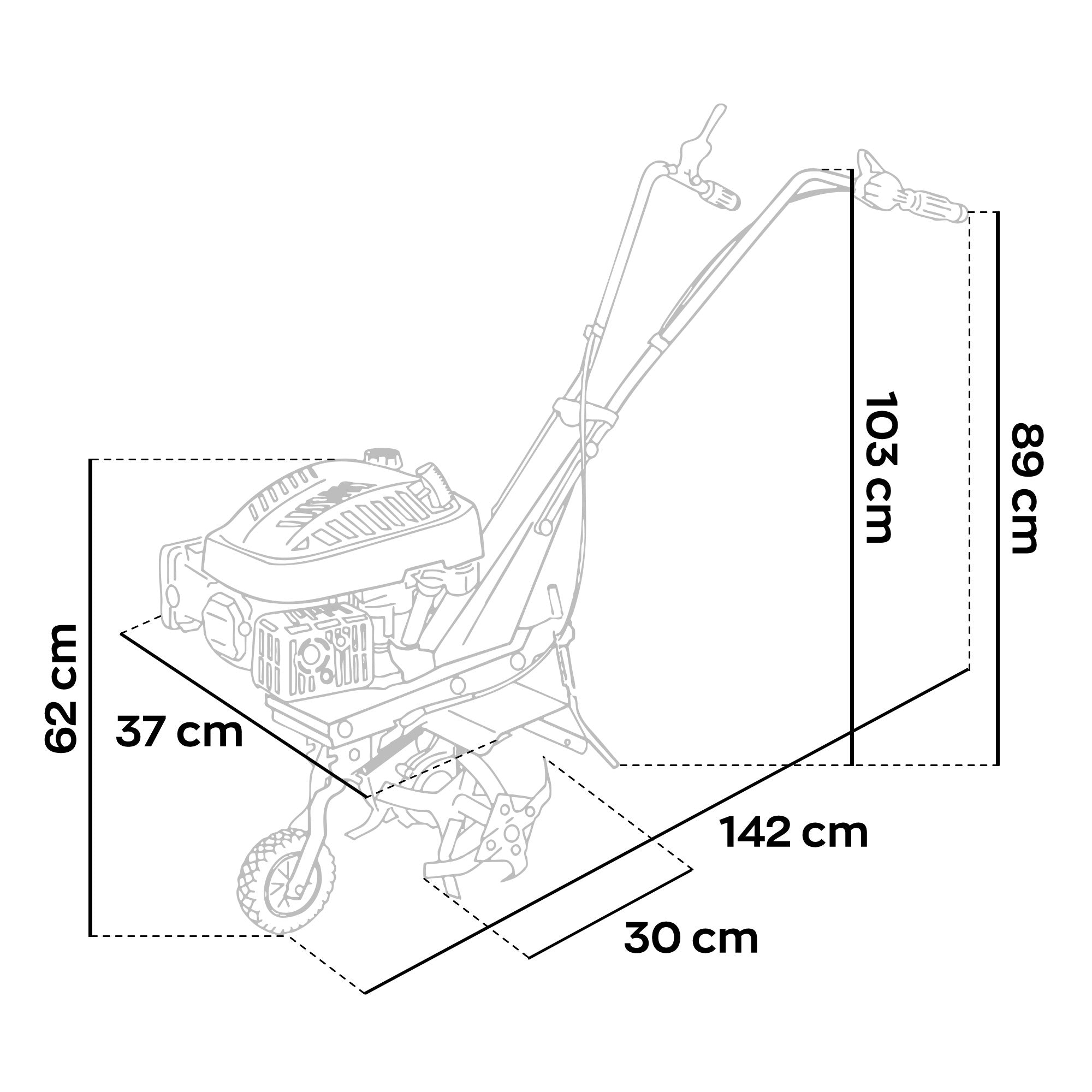 Tukang 140 - Motozappa per Orto a Scoppio a Benzina 4 tempi 2.5HP Motore 140cc con 4 Frese Ø30 cm