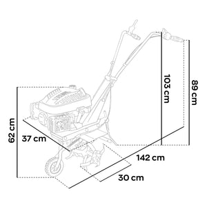 Tukang 140 - Motozappa per Orto a Scoppio a Benzina 4 tempi 2.5HP Motore 140cc con 4 Frese Ø30 cm