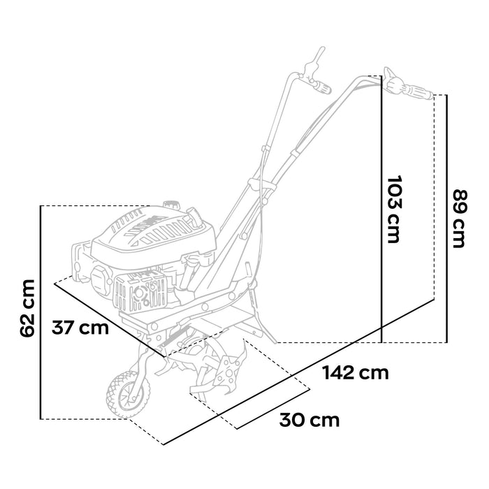 Tukang 140 - Motozappa per Orto a Scoppio a Benzina 4 tempi 2.5HP Motore 140cc con 4 Frese Ø30 cm