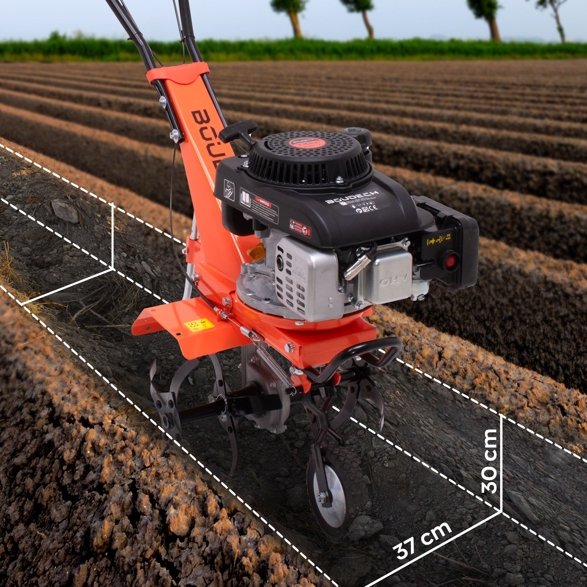 Tukang 140 - Motozappa per Orto a Scoppio a Benzina 4 tempi 2.5HP Motore 140cc con 4 Frese Ø30 cm