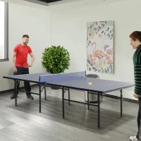 Tavolo da Ping Pong Pieghevole per Interni in MDF e Acciaio, 152.5 x 274 x 76 cm, Blu e Viola