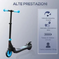 Monopattino Elettrico Pieghevole per Bambini 6+ Anni ad Altezza Regolabile, 71x36.5x75-80 cm, Nero e Azzurro