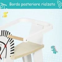Cavallo a Dondolo Classico in Legno per Bambini 1-3 Anni con Bordo, Maniglie e Poggiapiedi, 68x26.5x48cm, Bianco