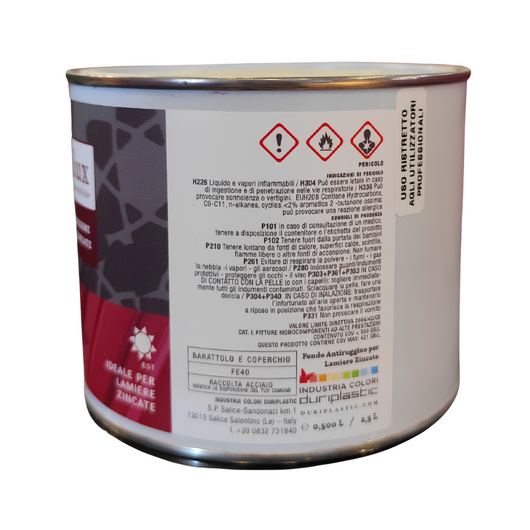 Durizinc fondo ancorante antiruggine lamiere zincate natura alchidica diluibile *** formato 500 ml, confezione 1