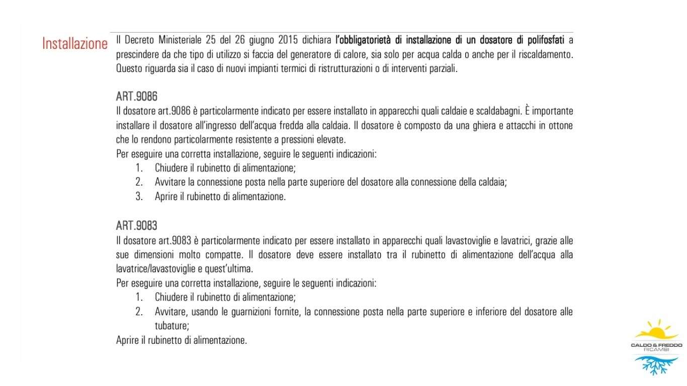 Dosatore Polifosfati anticalcare anticorrosivo da 1/2" con cristalli