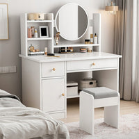 Toilette con specchio e cassetti bianca loft