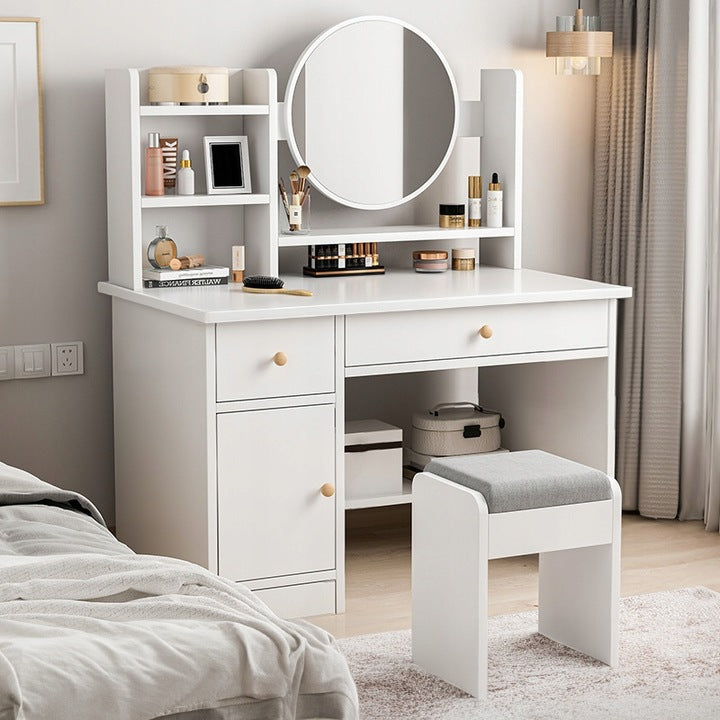 Toilette con specchio e cassetti bianca 100 cm