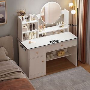 Toilette con specchio e cassetti bianca loft