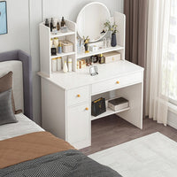 Toilette con specchio e cassetti bianca 100 cm