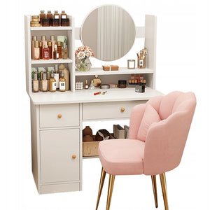 Toilette con specchio e cassetti bianca 100 cm