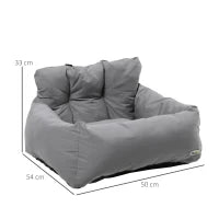 Seggiolino Auto per Cani Piccoli Sfoderabile e Lavabile con Cinghie di Sicurezza, Grigio Scuro