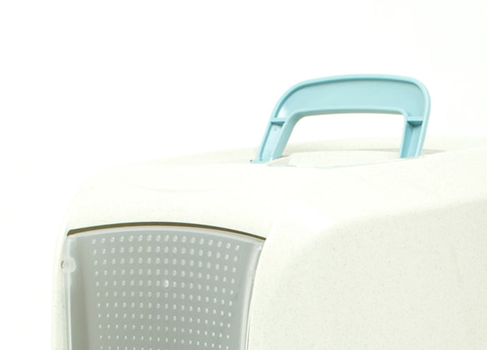 Lettiera Toilette Per Gatti Con Coperchio e Sportello 45x36x32,5cm Mod 700098 Azzurro