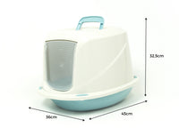 Lettiera Toilette Per Gatti Con Coperchio e Sportello 45x36x32,5cm Mod 700098 Azzurro