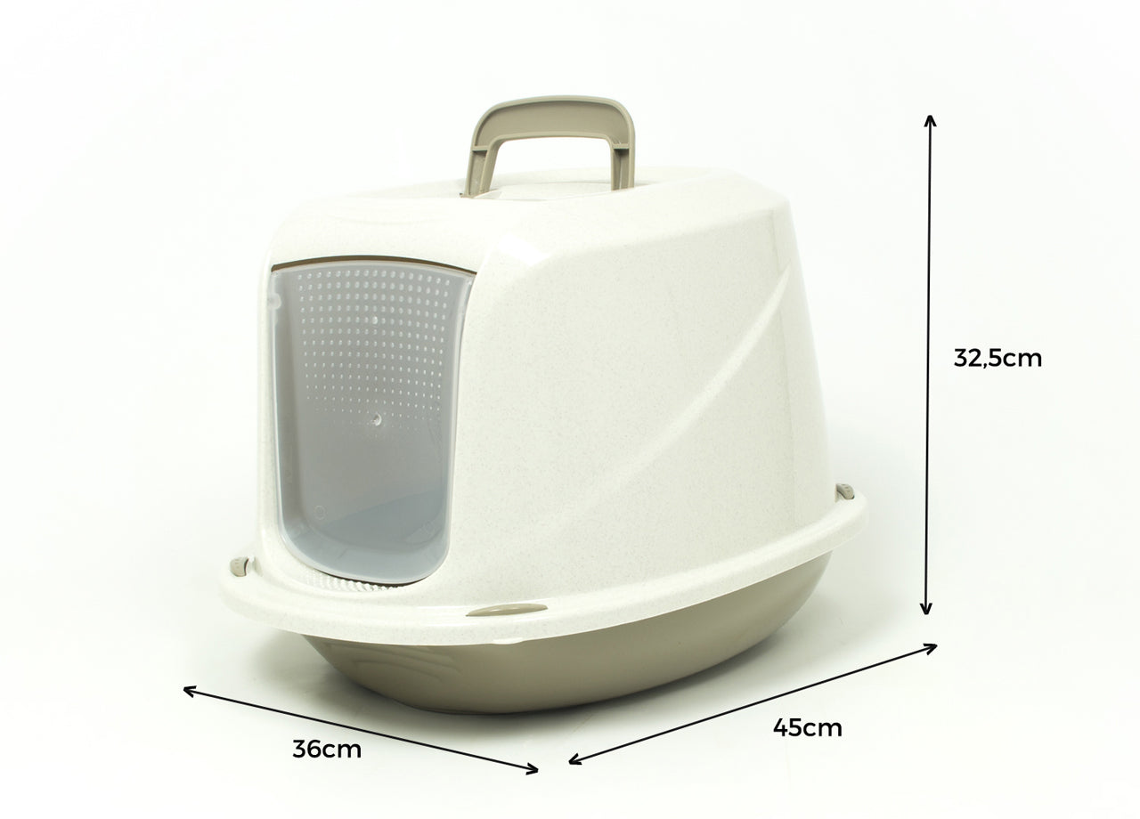 Lettiera Toilette Per Gatti Con Coperchio e Sportello 45x36x32,5cm Mod 700098 Beige