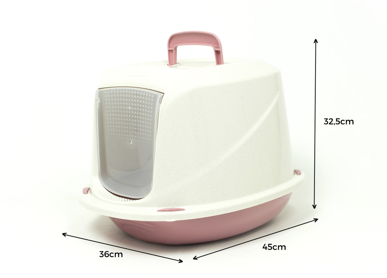 Lettiera Toilette Per Gatti Con Coperchio e Sportello 45x36x32,5cm Mod 700098 Rosa
