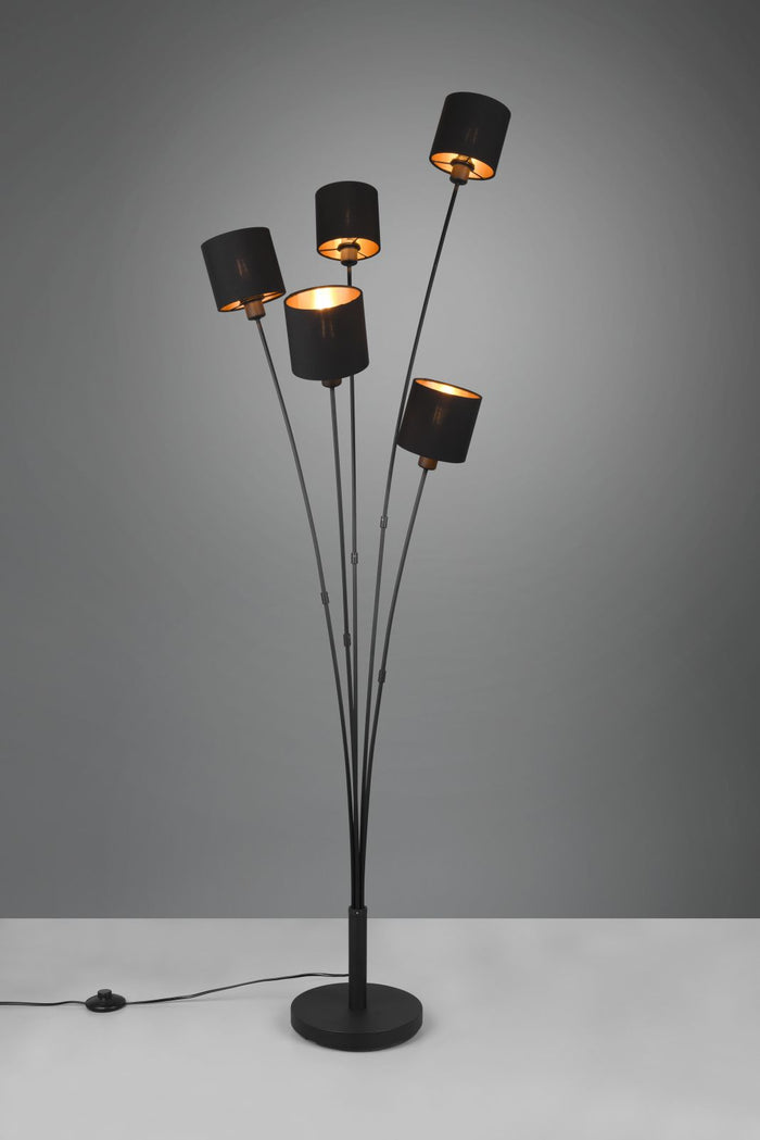 TOMMY PIANTANA NERA CON 5 PARALUMI NERO E ORO H.163CM ATTACCO E14