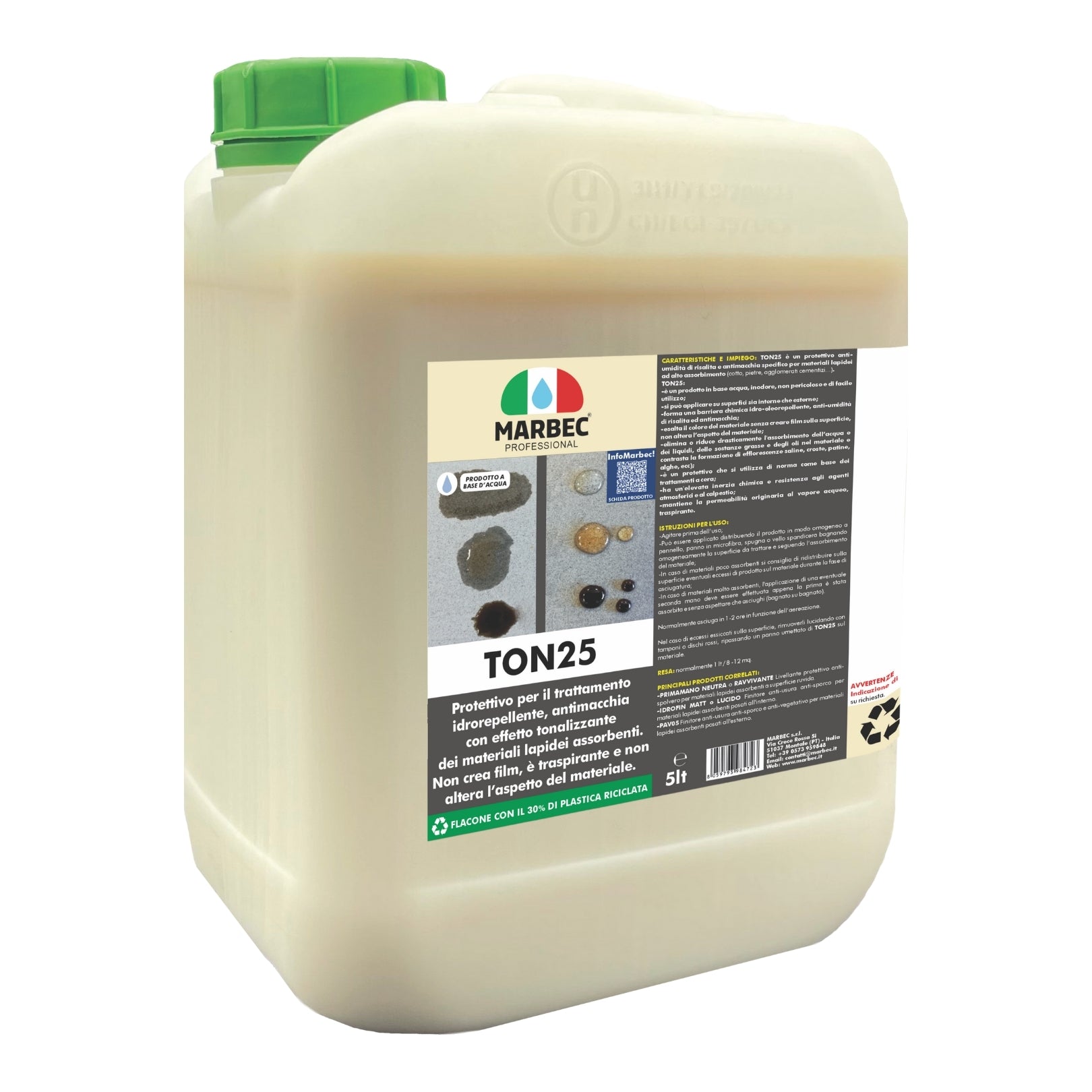 Trattamento idrorepellente antimacchia cotto e pietre TON25   5LT