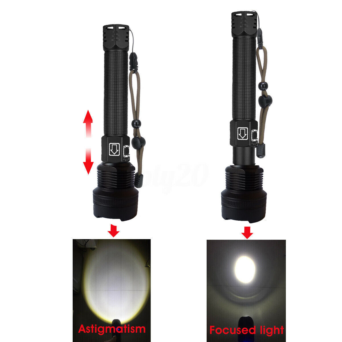 TORCIA TATTICA/MILITARE LED CREE T6 RICARICABILE ZOOM 2 BATTERIE P516-P70 V2