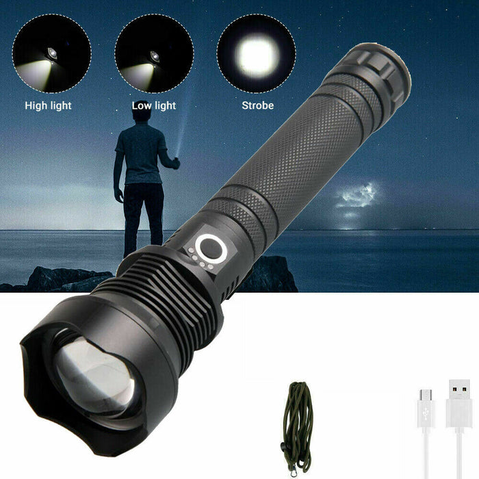 TORCIA TATTICA/MILITARE LED CREE T6 RICARICABILE ZOOM DOPPIA BATTERIA A89-P70