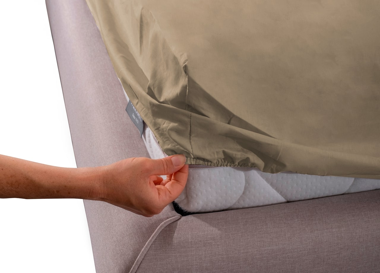 Completo Lenzuola In 100% Cotone In Tinta Unita Made In Italy - Maxi - Tortora