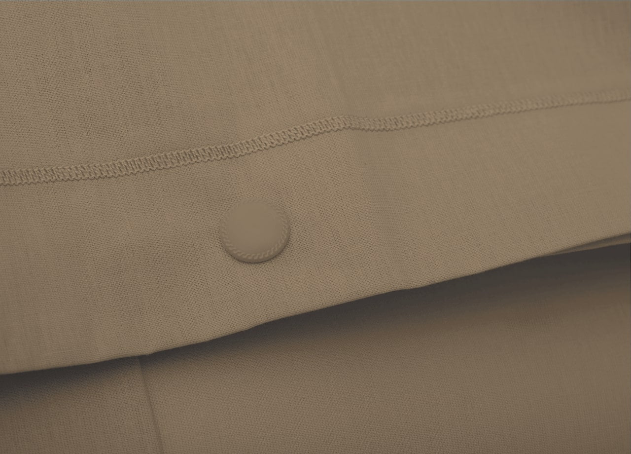 Completo Lenzuola In 100% Cotone In Tinta Unita Made In Italy - Matrimoniale - Tortora