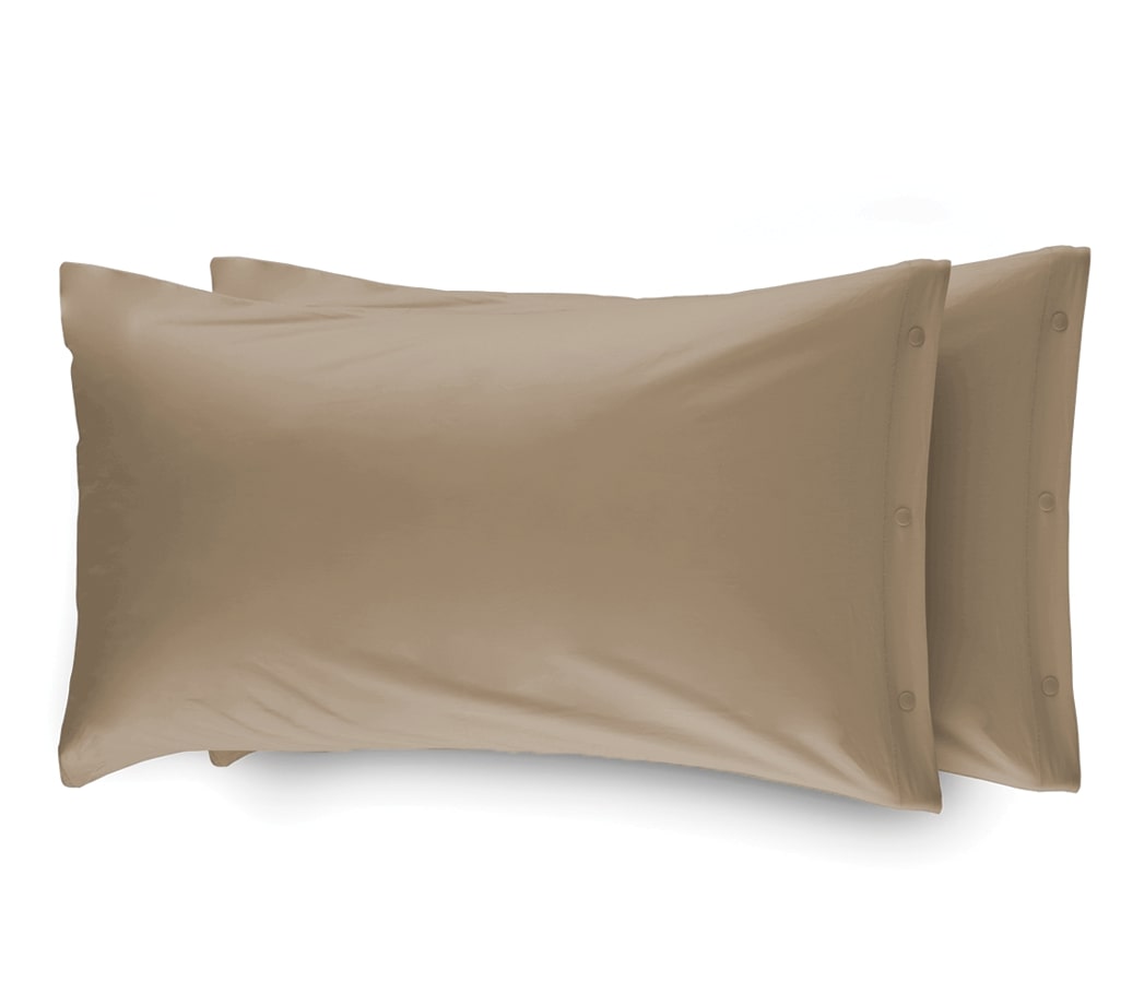 Completo Lenzuola In 100% Cotone In Tinta Unita Made In Italy - Matrimoniale - Tortora