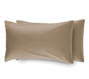 Completo Lenzuola In 100% Cotone In Tinta Unita Made In Italy - Matrimoniale - Tortora