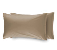 Completo Lenzuola In 100% Cotone In Tinta Unita Made In Italy - Maxi - Tortora