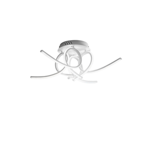 Plafoniera led moderna Tosca P4 60W 3200lm luce calda 3000K, design scultoreo, alluminio bianco satinato, IP20, diffusore opale