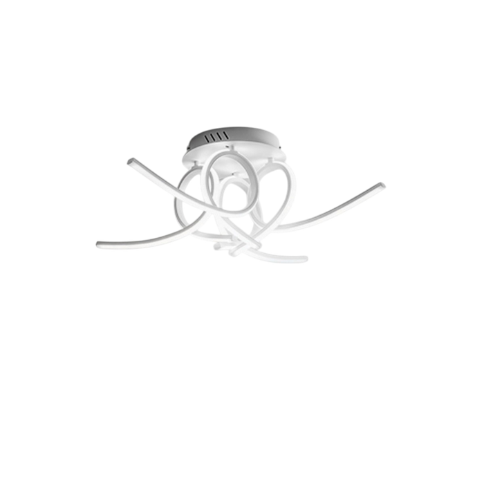 Plafoniera led moderna Tosca P4 60W 3200lm luce calda 3000K, design scultoreo, alluminio bianco satinato, IP20, diffusore opale