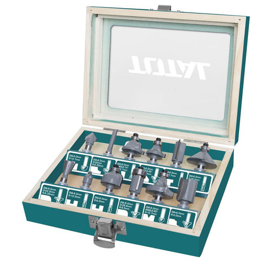 SET 12PZ FRESE PER FRESATRICHE DIAMETRO STELO 6mm ACCESSORI TOTAL TOTTACSR0121