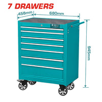 CARRELLO PORTAUTENSILI PORTA ATTREZZI OFFICINA CONTENITORE 7 CASSETTI TOTAL