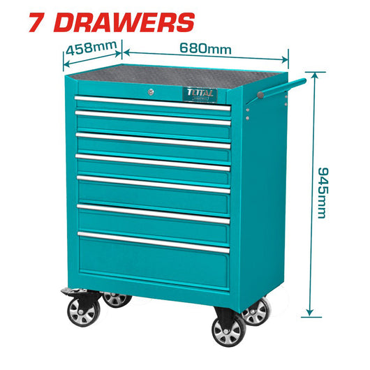 CARRELLO PORTAUTENSILI PORTA ATTREZZI OFFICINA CONTENITORE 7 CASSETTI TOTAL