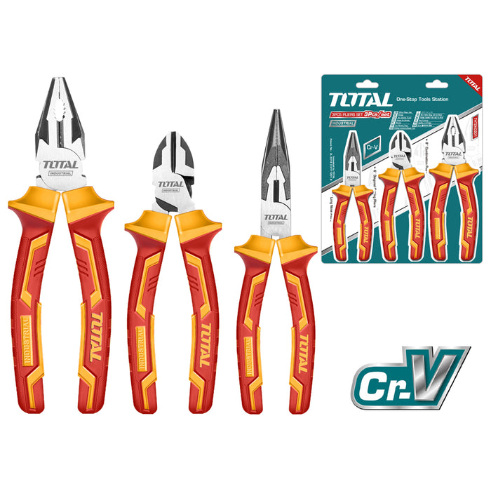 SET 3 PINZE ISOLATE PINZA COMBINATA PUNTA BECCHI LUNGHI TRONCHESE Cr-V TOTAL TOTTHT2K0302