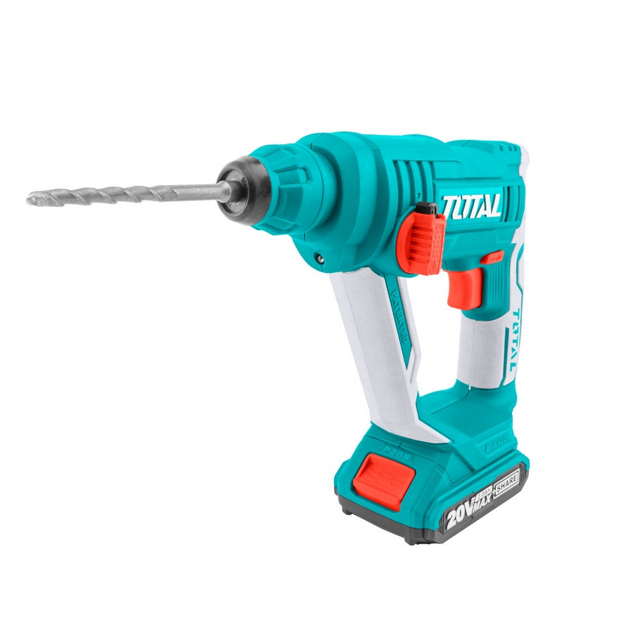 Martello rotativo 20V 1,5J a batteria pr calcestruzzo, acciaio e legno con 3 punte incluse TOTAL - TRHLI1601