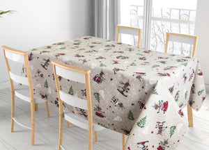 Tovaglia Natalizia Salotto/Cucina Tessuto Miros Made In Italy Disegno Renne Natale - 90x90 - Renne